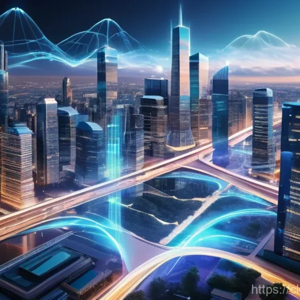 클라우드 네이티브 개발을 위한 성능 최적화 기법 - A dynamic, futuristic cityscape built upon interconnected cloud infrastructure, bathed in vibrant di...