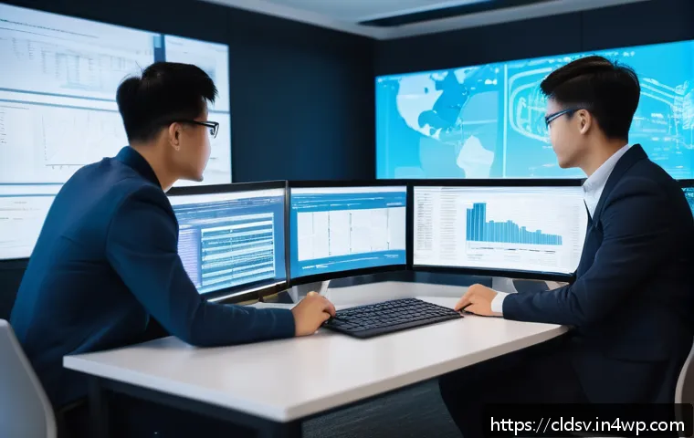 클라우드 네이티브 애플리케이션의 지속적 통합 - A futuristic software development team collaborating in a bright, modern office filled with multiple...