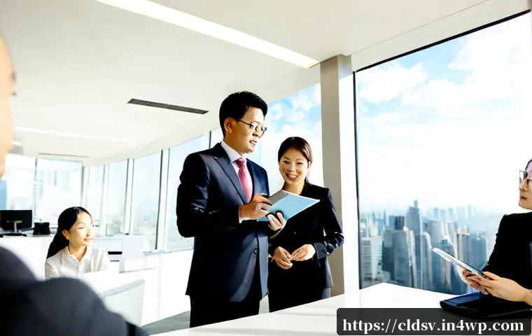 Home 17 클라우드 네이티브 애플리케이션의 비즈니스 가치 - Photorealistic modern business meeting in a bright glass-walled office, diverse professionals includ...